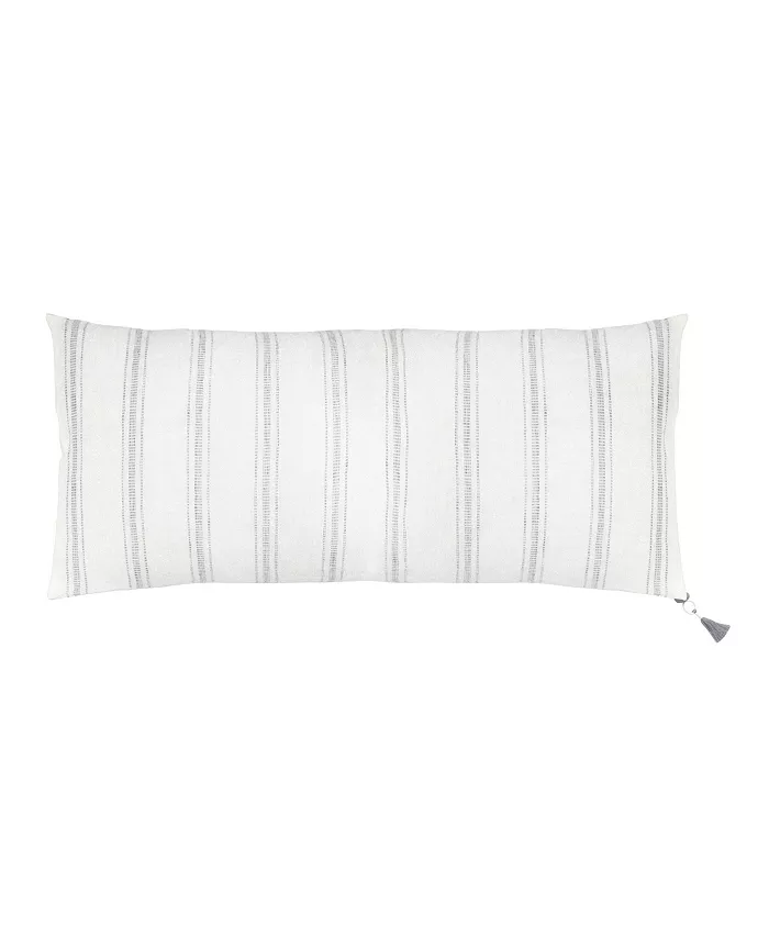 Anaya Home White With Grey Stripes Linen Down Long Pillow - Intensery
