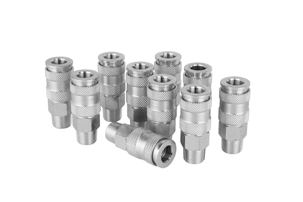 Milton Quick-Connect Steel Coupler 3/8 MNPT High Flow (V-Style) - Intensery