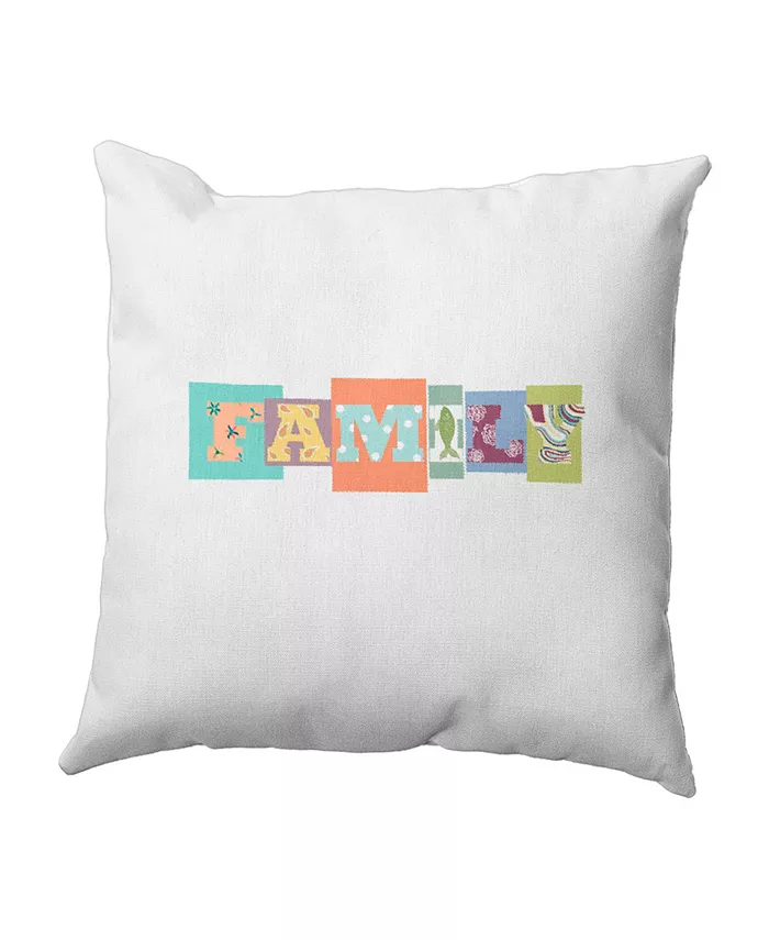 E by Design Family Fun 16 Inch Orange Decorative Word Print Throw Pillow - Intensery