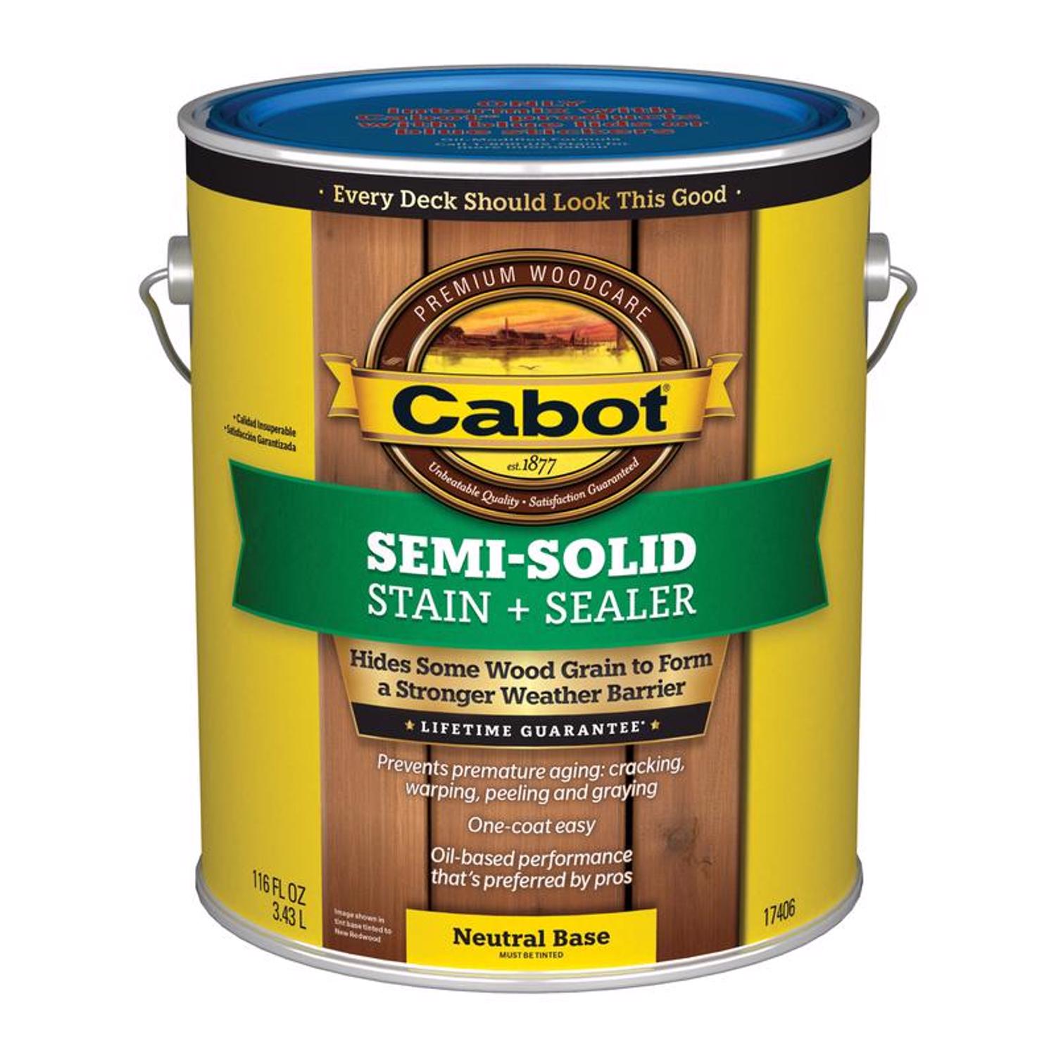 Cabot Semi-Solid Low VOC Semi-Solid Tintable Neutral Base Deck and Siding Stain 1 gal - Intensery