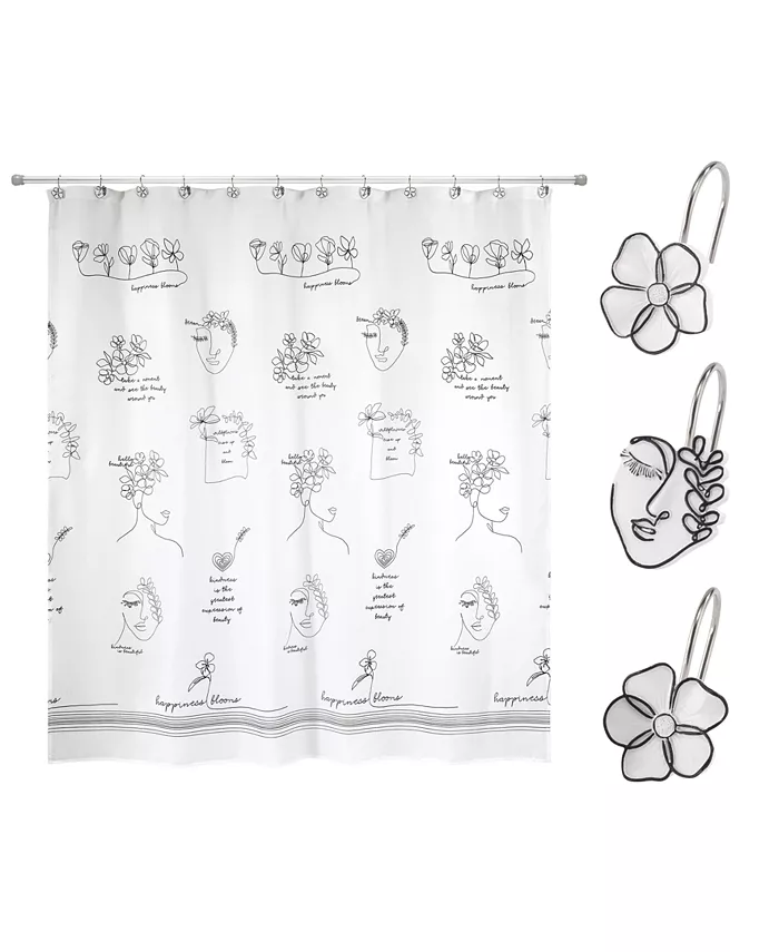 Avanti Lined with Grace Shower Curtain and Hook Set， 13 Pieces - Intensery
