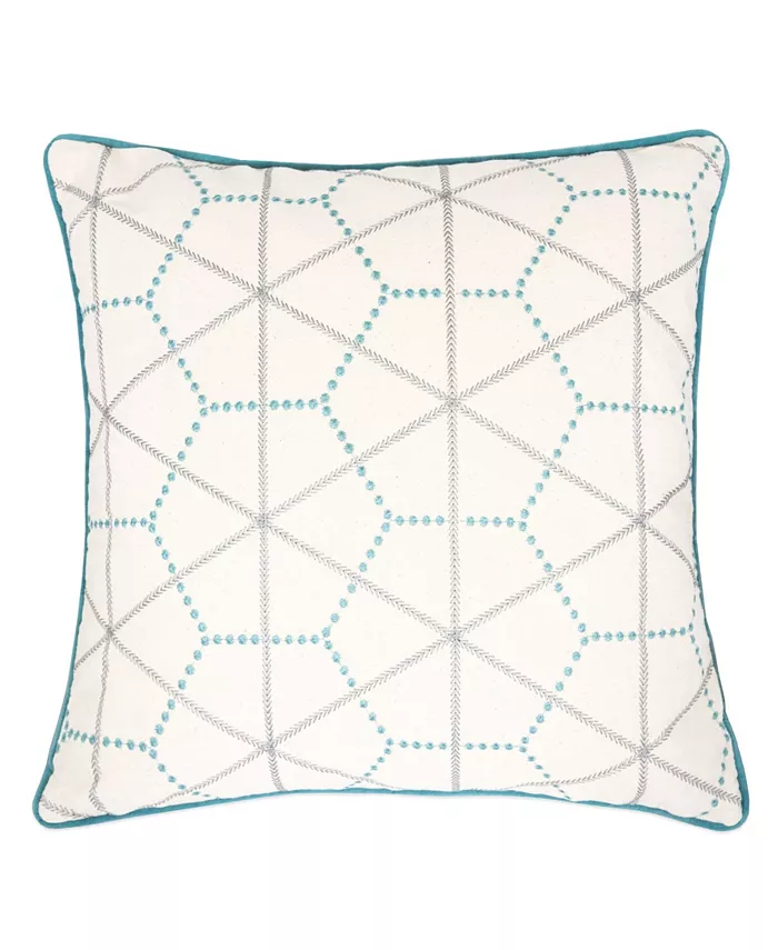Homey Cozy Caroline Embroidery Cotton Square Decorative Throw Pillow - Intensery