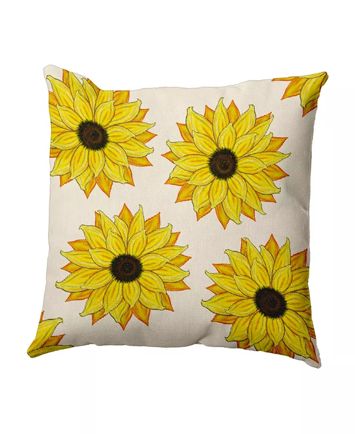 E by Design 16 Inch Off White Decorative Floral Throw Pillow - Intensery
