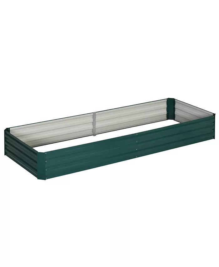 Outsunny Galvanized Steel Raised Garden Bed Elevated Planter Box Easy DIY - Intensery