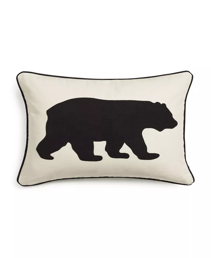 Eddie Bauer Bear Applique Grey Felt Breakfast Pillow - Intensery