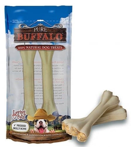 Loving Pets Pure Buffalo Pressed Bully Bone - 6-inch， 2-pack - Intensery