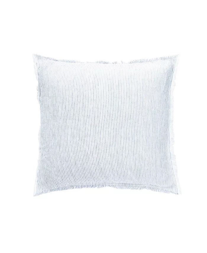 Anaya Home Sky Blue White Striped Linen Euro Down Pillow - Intensery
