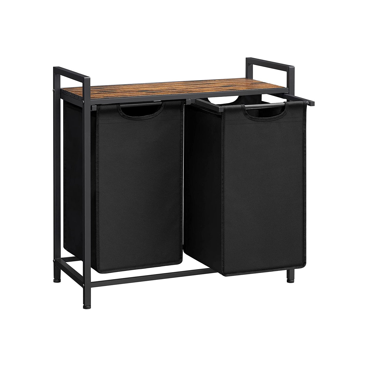 VASAGLE Laundry Hamper with 2 Removable BagsRustic Brown + Black - Intensery