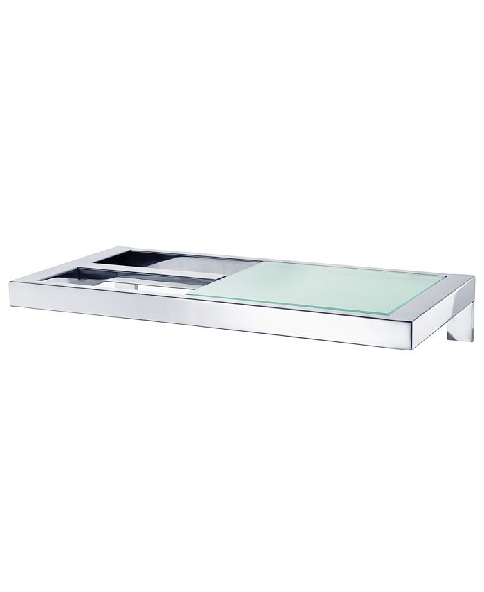 blomus Wall Mounted Toilet Paper Holder - W Glass Shelf - Polished - Menoto - Intensery