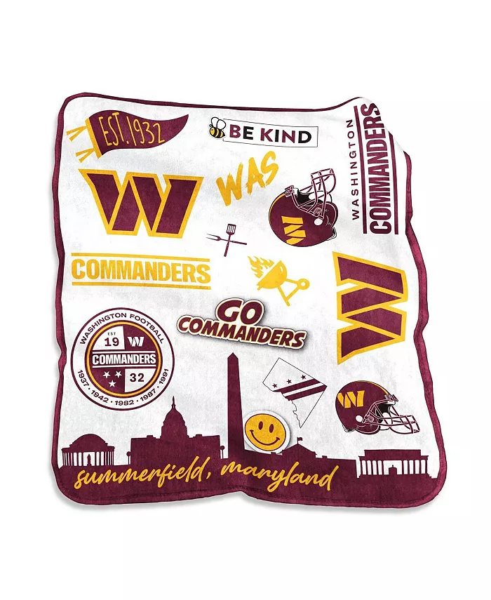 Logo Brands Washington Commanders 50'' x 60'' Native Raschel Plush Throw Blanket - Intensery