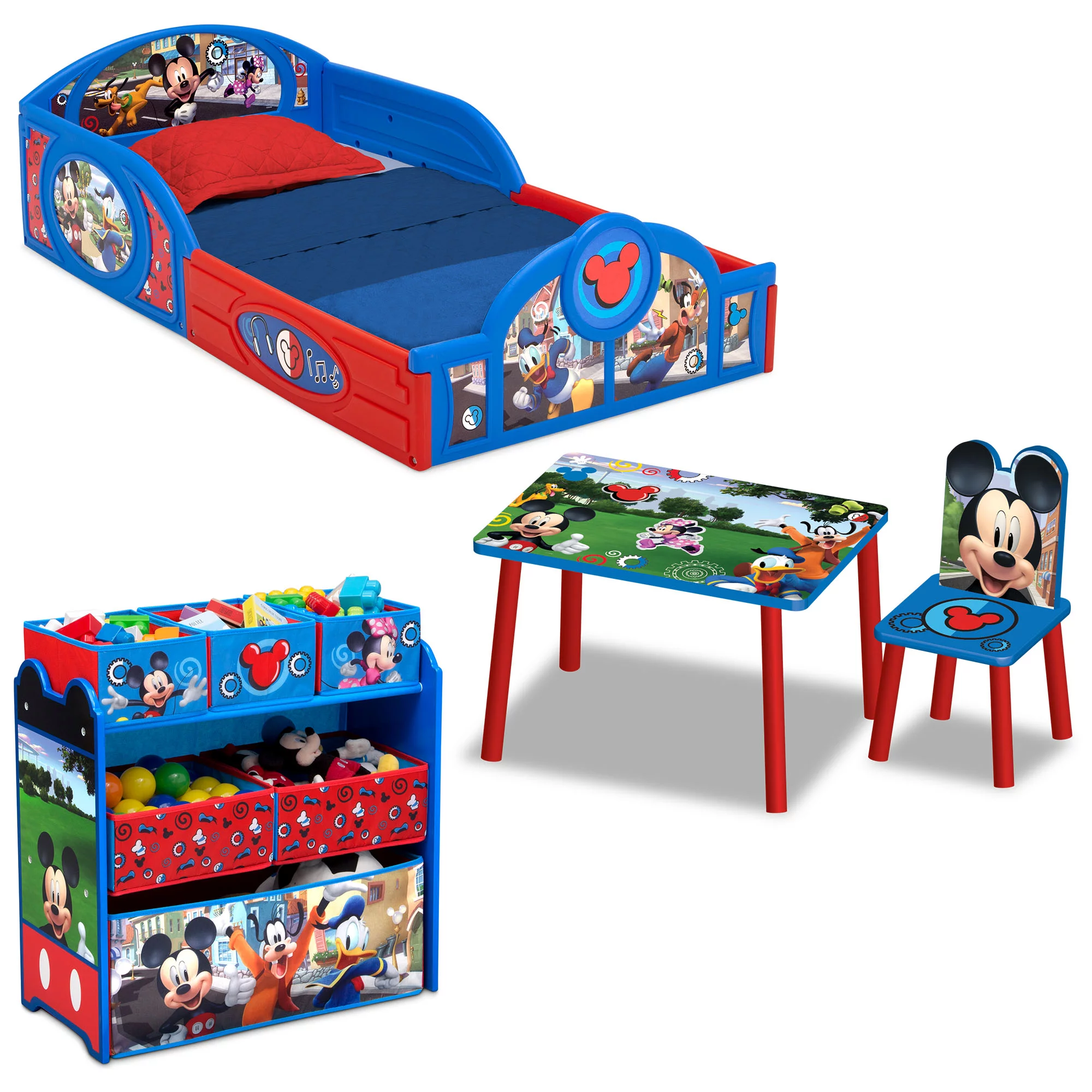 Disney Mickey Mouse 4-Piece Room-in-a-Box - Toddler Bedroom Set - Intensery