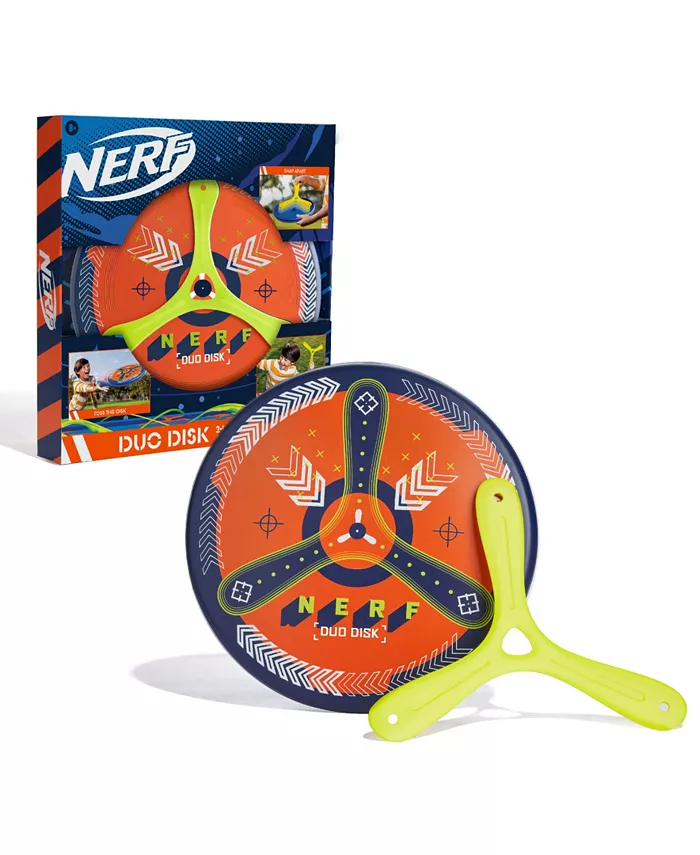 Nerf Boomdisk Two in One Boomerang Frisbee Combo Long Distance Thrower - Intensery