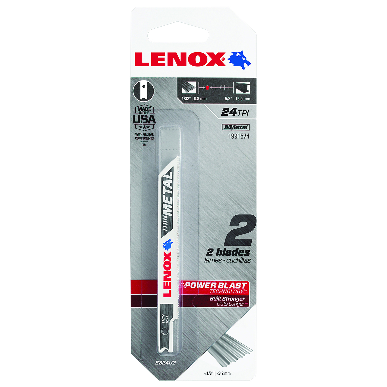 Lenox 3 in. Bi-Metal U-Shank Jig Saw Blade 24 TPI 2 pk - Intensery