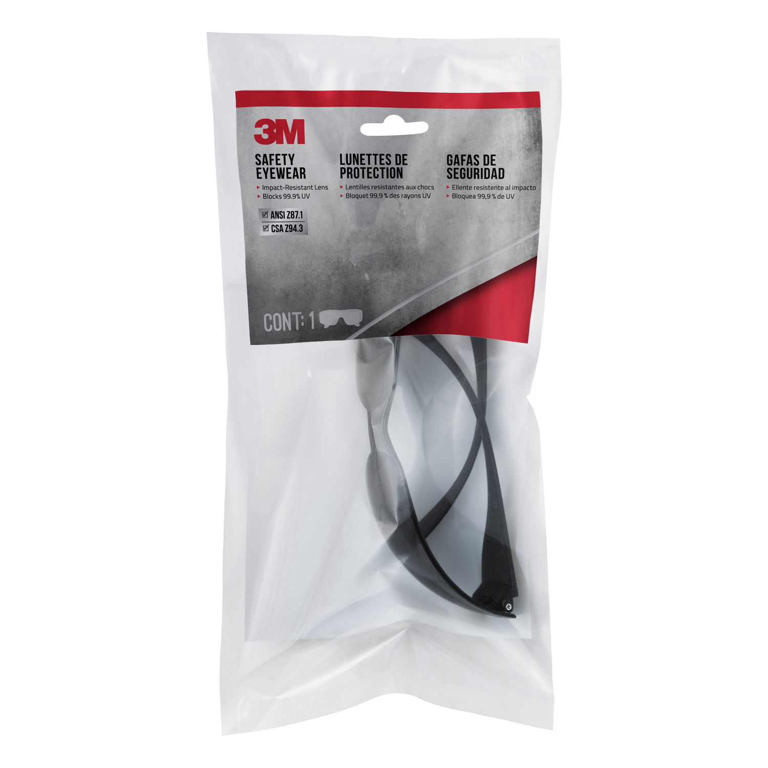 3M Safety Glasses Gray Lens Gray Frame 1 pc - Intensery