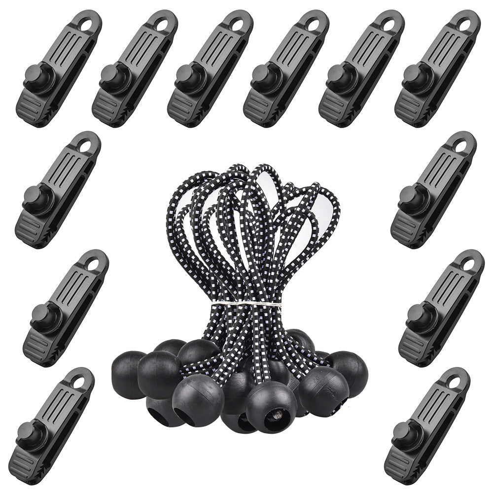 Camping Mountaineering Tent Windproof ClipBlack and white/10PCS - Intensery