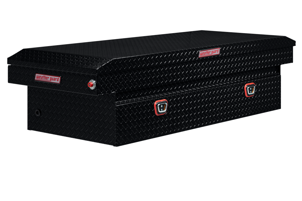 Weather Guard Saddle Truck Tool Box Aluminum Full Extra Wide Gloss Black - Intensery
