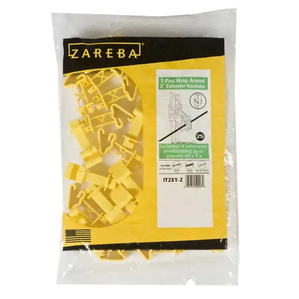Zareba 25-Pack Yellow Snap-On 2-Inch Extender T-Post Insulators - Intensery