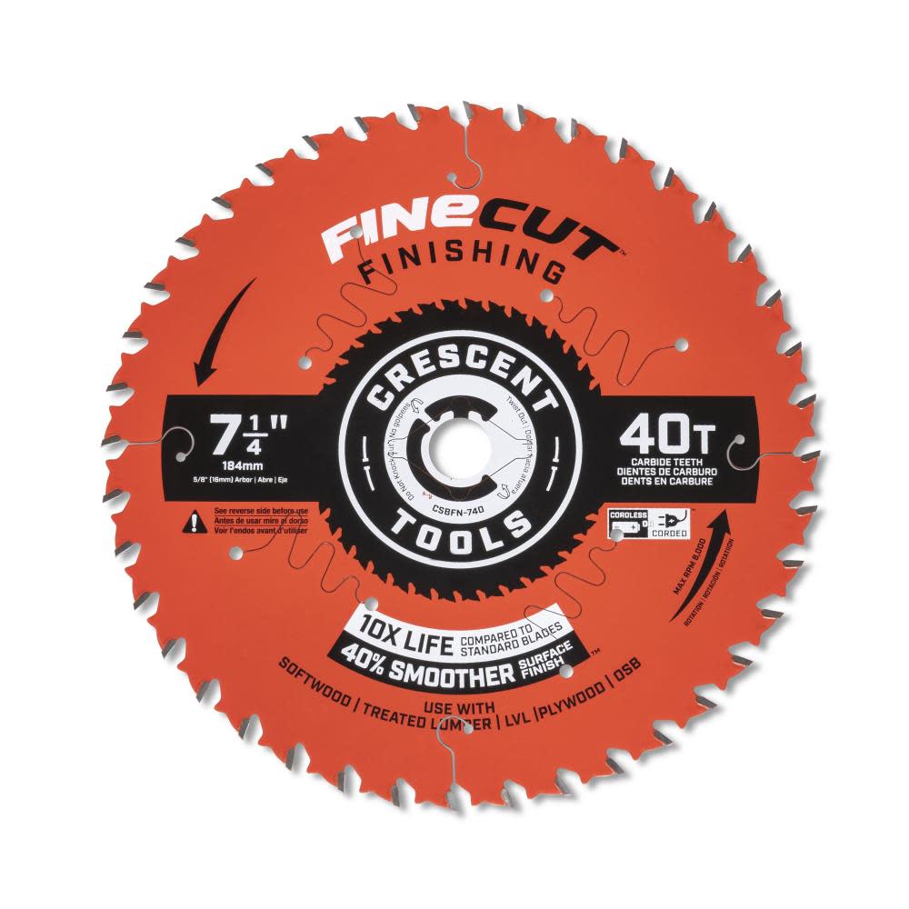 CRESCENT Circular Saw Blade 7 1/4 x 40 Tooth Fine Cut Finishing - Intensery
