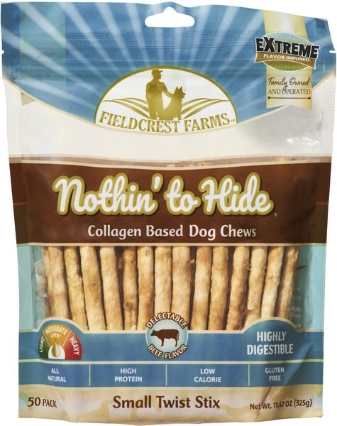 Fieldcrest Farms Nothin To Hide Twist Stix Beef Dog Treats， 50 count - Intensery