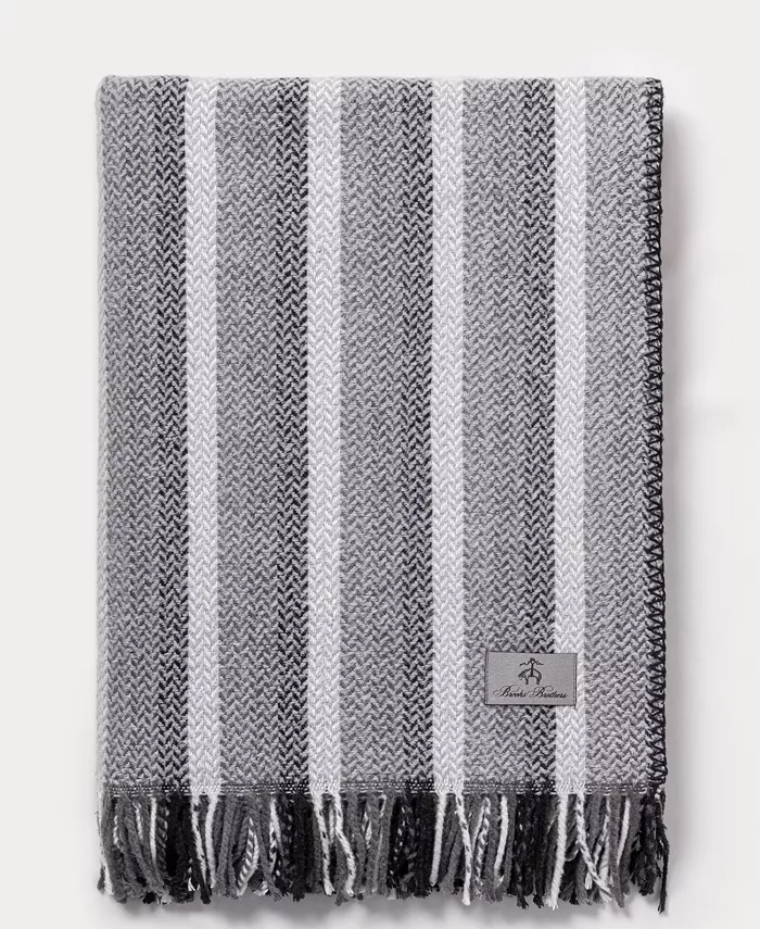 Brooks Brothers Herringbone Ombre Luxury Cotton Throw - Intensery