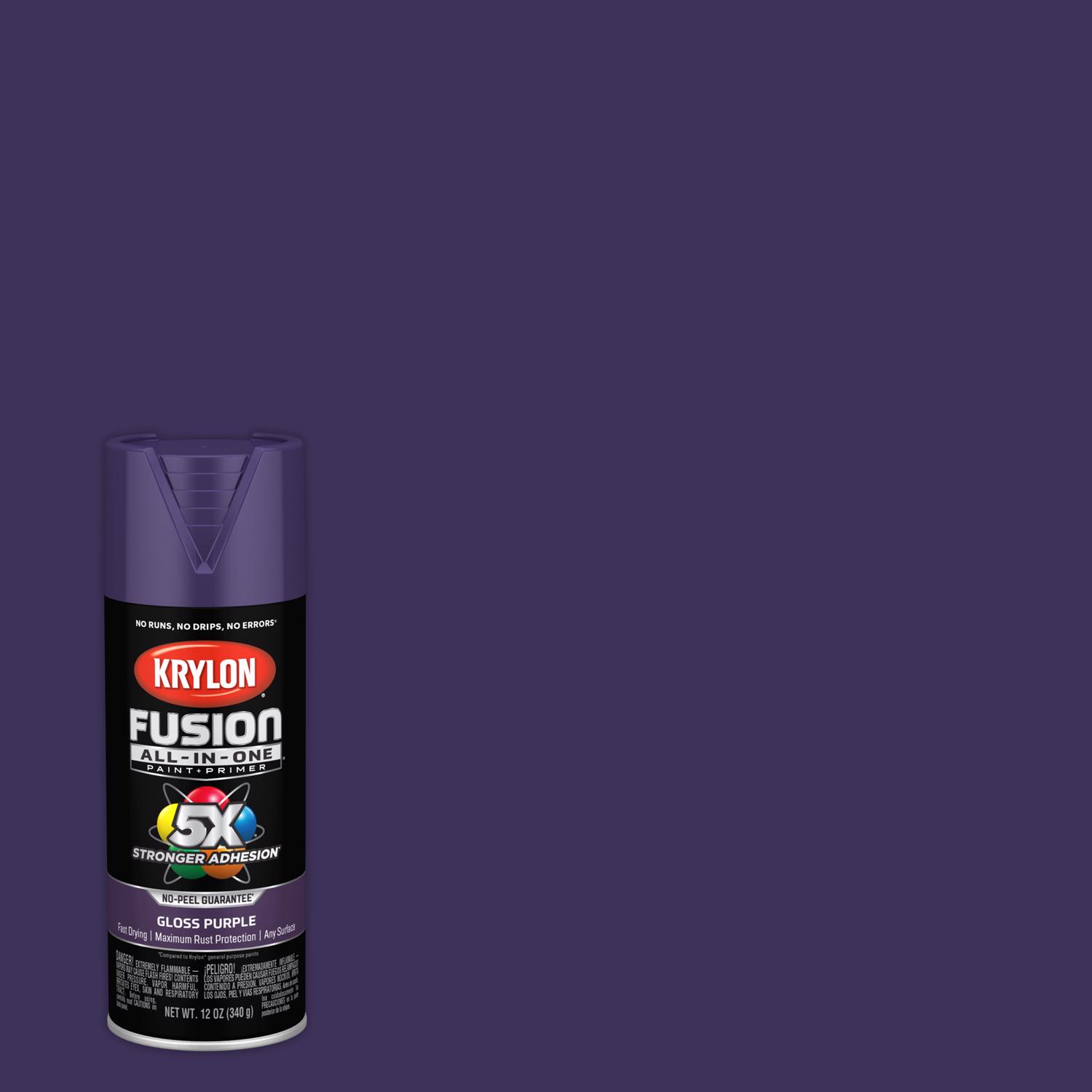 Krylon Fusion All-In-One Gloss Purple Paint+Primer Spray Paint 12 oz - Intensery