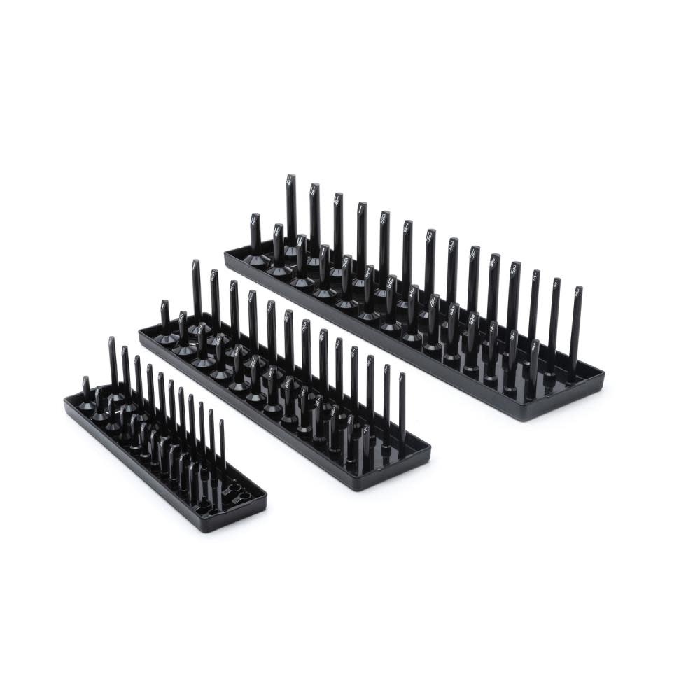 3 Pc SAE 1/4 In， 3/8 In， and 1/2 In. Drive Socket Storage Tray Set - Intensery