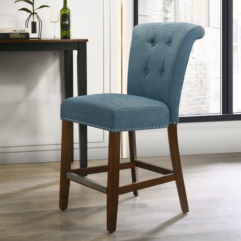 Auggie Fabric Counter Height Chair with Nailhead Trim - Intensery