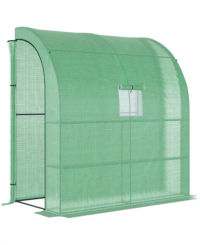 Outsunny Outdoor Garden Greenhouse Nursery w  Window， Zippered Doors， Green - Intensery