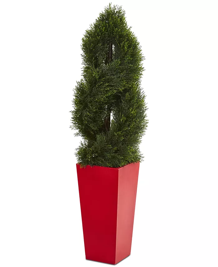 Nearly Natural 4.5' UV-Resistant Double Pond Cypress Spiral Artificial Tree in Planter - Intensery