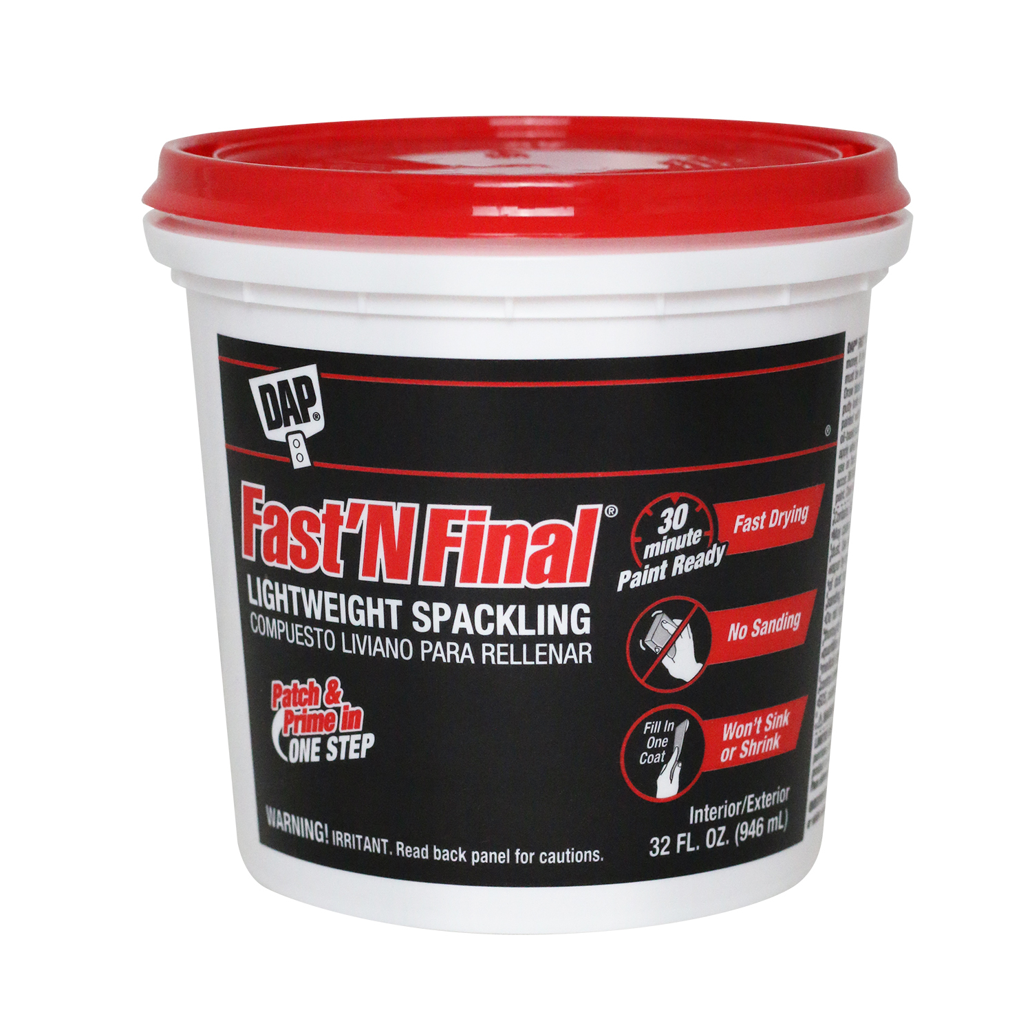 DAP Fast \u0027N Final Ready to Use White Lightweight Spackling Compound 32 oz - Intensery
