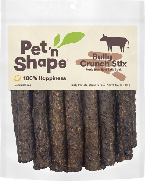 Pet 'n Shape Bully Crunch Stix Jerky Dog Treats， 15 count - Intensery