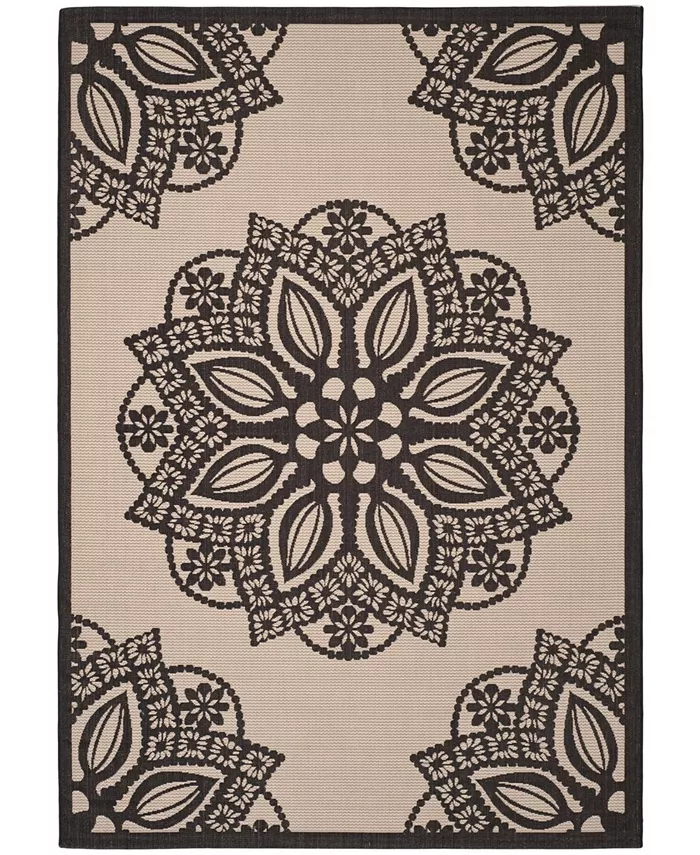 Safavieh Courtyard Beige and Black 8' x 11' Sisal Weave Outdoor Area Rug - Intensery