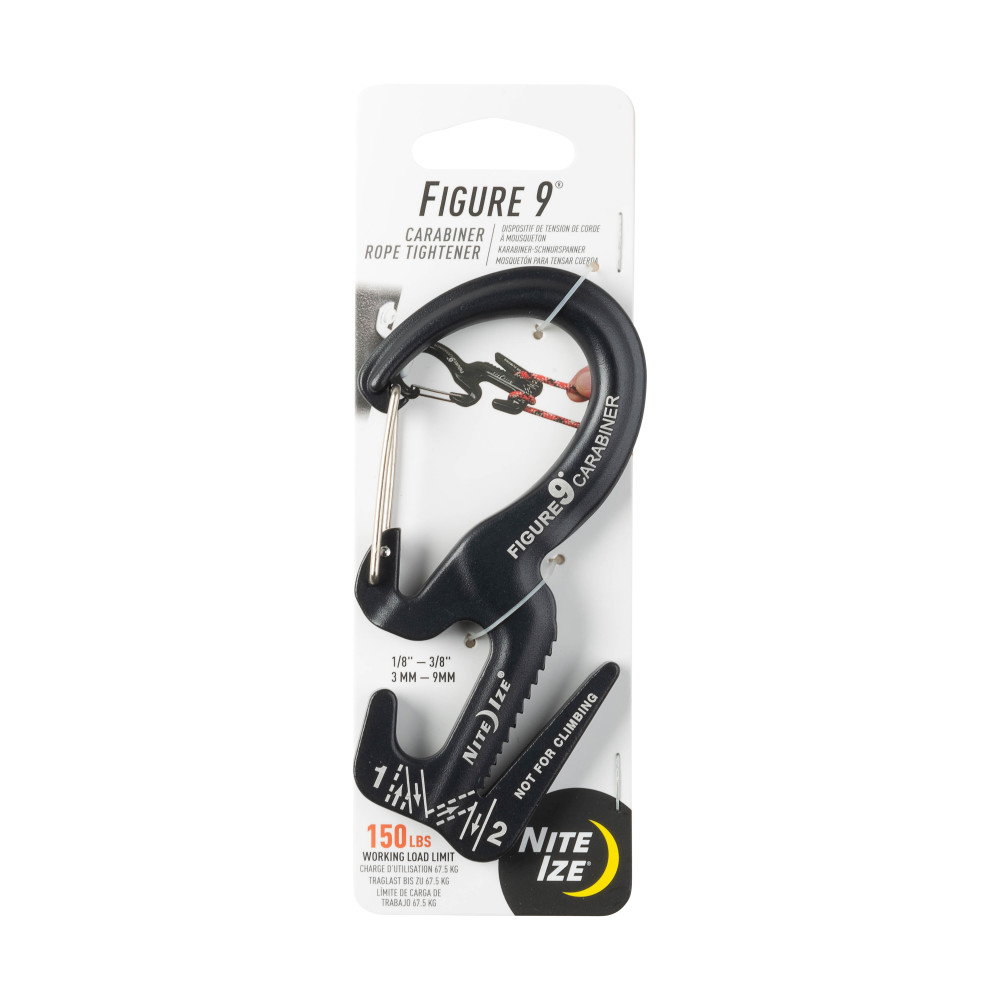 Nite Ize Figure 9 Carabiner Rope Tightener Large Black - Intensery