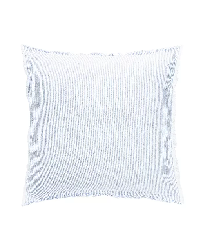 Anaya Home Sky Blue White Striped Linen Euro Down Alternative Pillow - Intensery