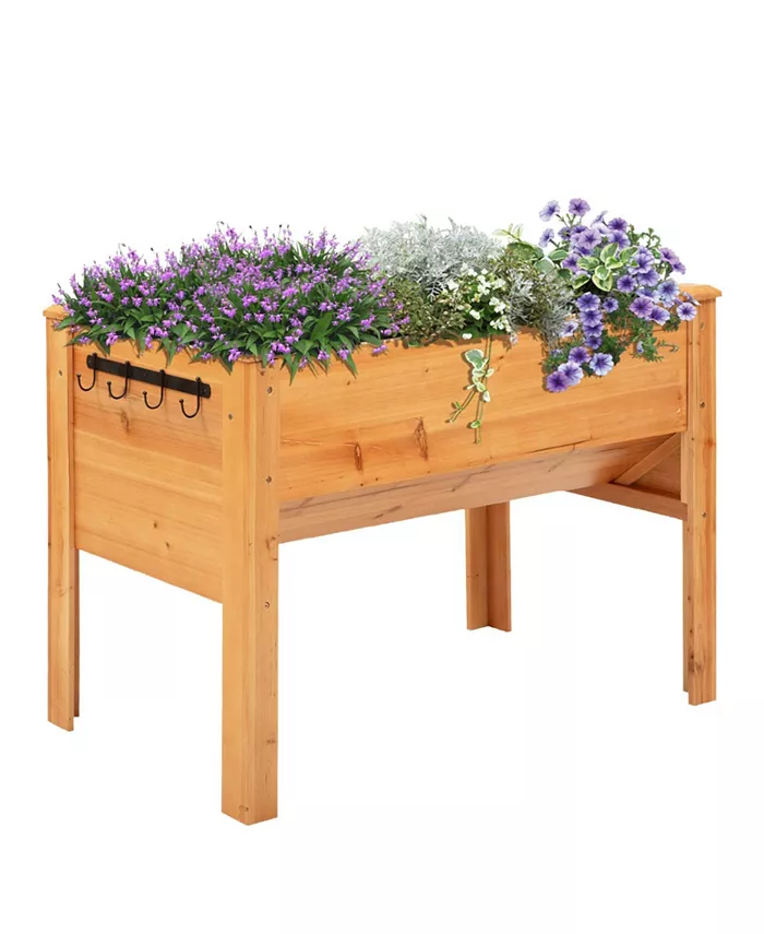 Outsunny 4' x 2' x 3' Wooden Elevated Garden Planter Bed w  Funnel Design - Intensery