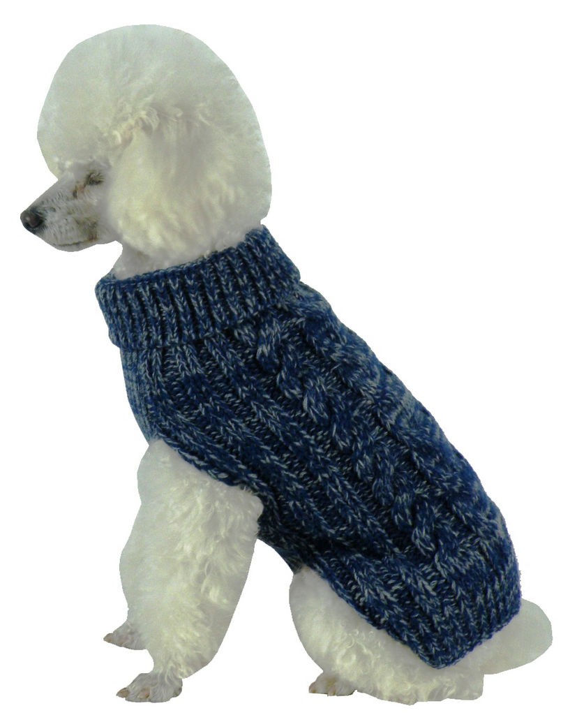 Pet Life Classic True Blue Heavy Cable Knitted Ribbed Fashion Dog Sweater in Blue and Light Grey (X-Small) - Pet Life SW17DBLXS - Intensery