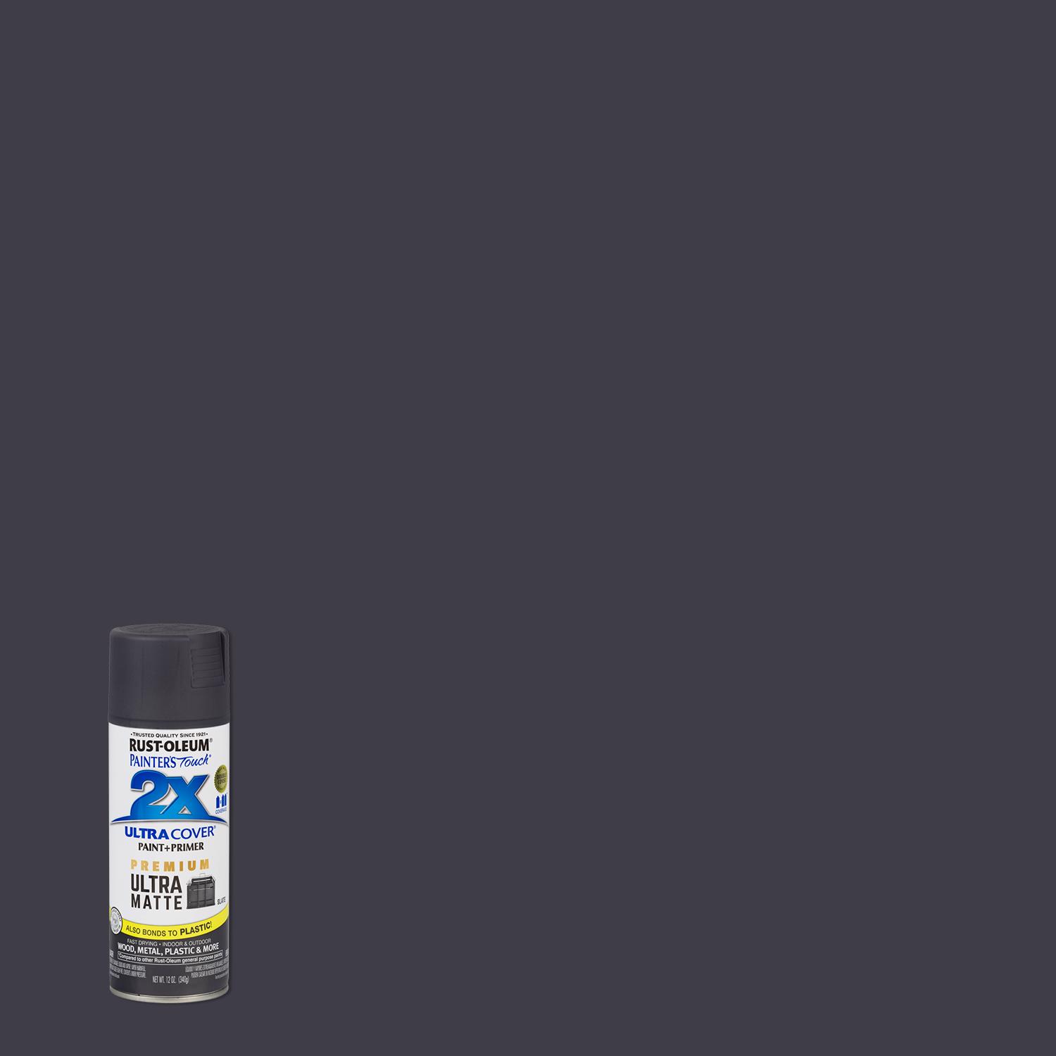 Rust-Oleum Painter\u0027s Touch 2X Ultra Cover Ultra Matte Slate Paint+Primer Spray Paint 12 oz - Intensery