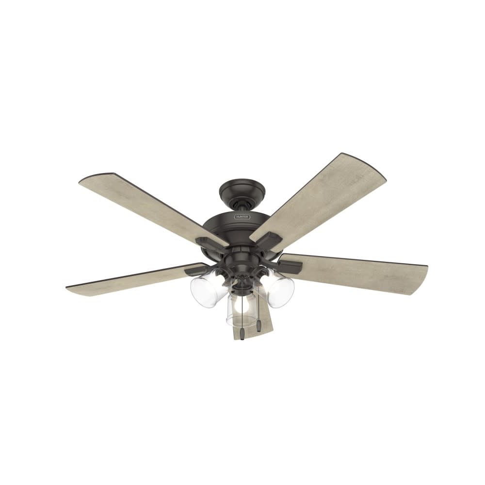 Hunter Crestfield Ceiling Fan 52 Bronze Bleached Grey Pine - Intensery