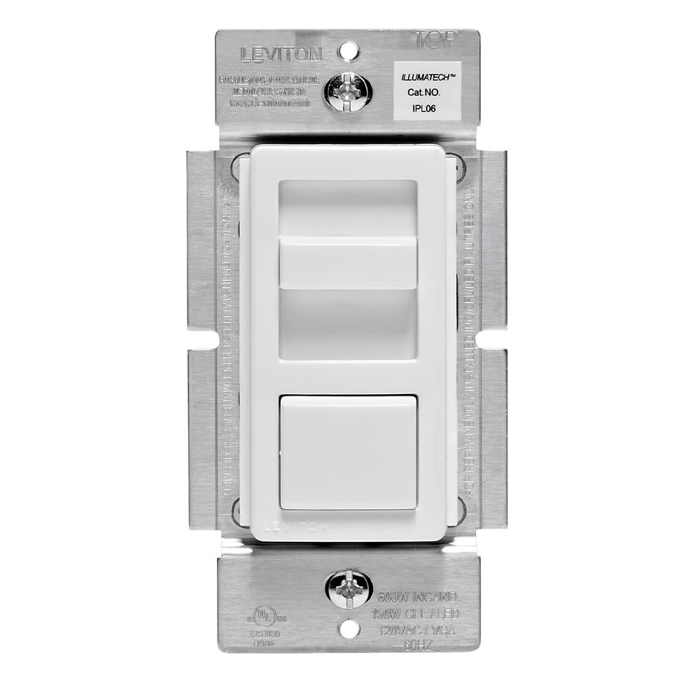 Leviton IllumaTech 120V 600W White 3 Way Slide Dimmer Switch - Intensery