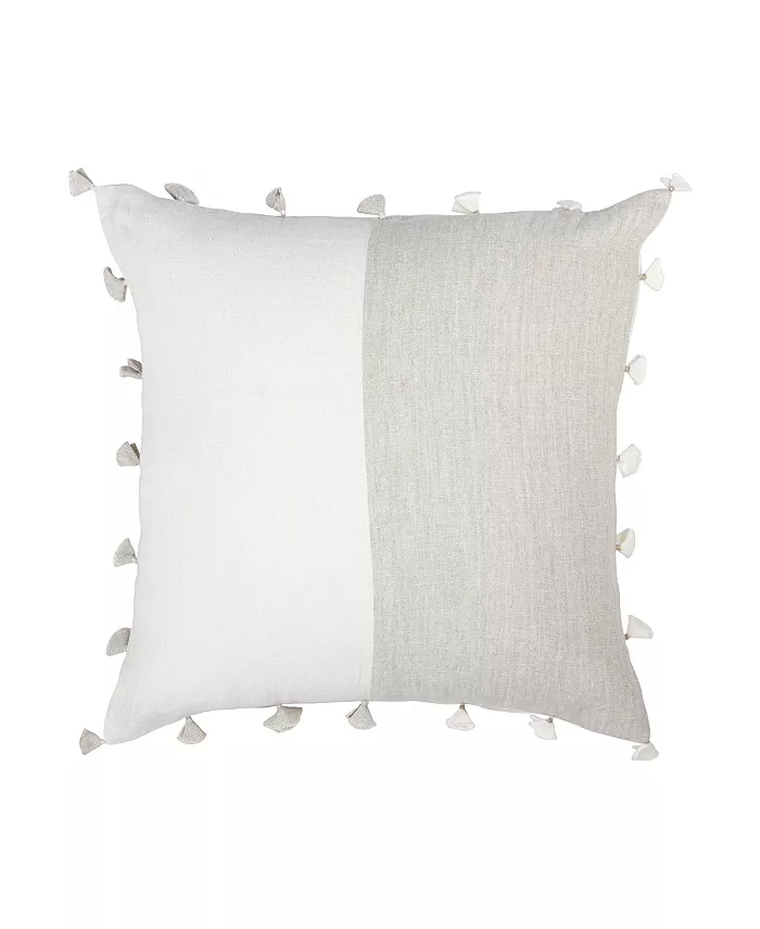 Anaya Home Natural Beige Tassels Linen Down Alternative Throw Pillow - Intensery