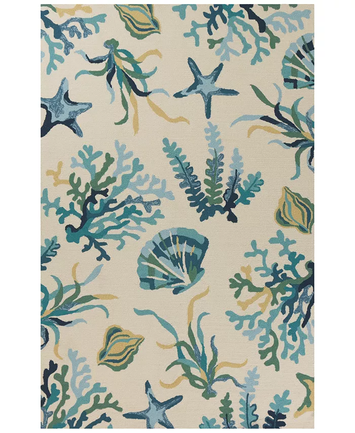 Kas Harbor Oceana 4244 Ivory Blue Indoor Outdoor Area Rug - Intensery