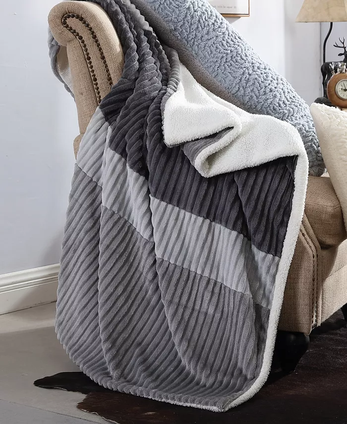 BASS OUTDOOR G.H. Bass Co. Cozy Colorblock Corduroy Throw， 50