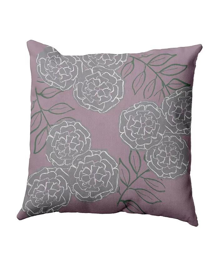 E by Design 16 Inch Light Purple and Gray Decorative Floral Throw Pillow - Intensery