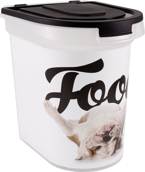 Paw Prints Bulldog Pet Food Storage Container， 26-lb - Intensery