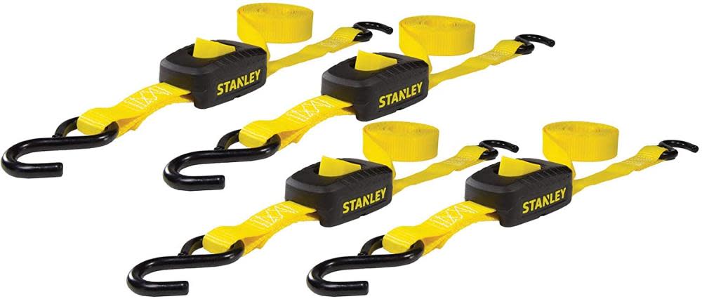 Stanley S2002 Enclosed Cam Buckle Cargo Tie Down Straps 1 x 10and#8242; 1200 lbs Break Strength 4pk - Intensery