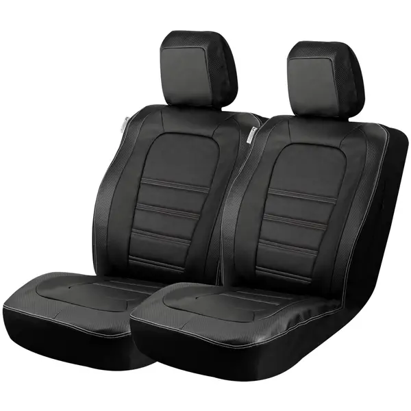 Masque 2-Piece Black Carbon Fiber Truck Seat Cover - Intensery