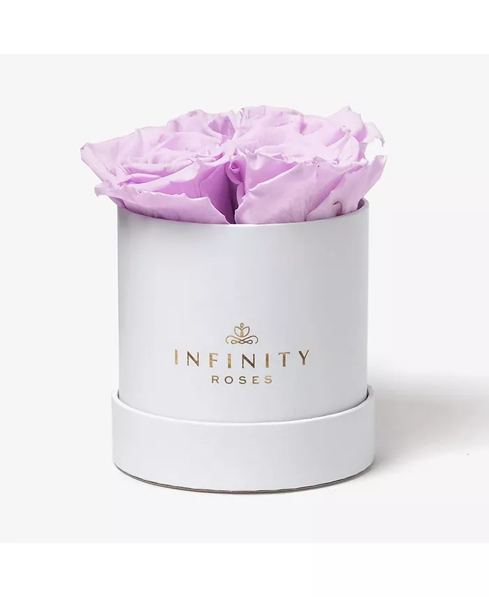 Infinity Roses Round Box of 4 Lavender Real Roses Preserved To Last Over A Year - Intensery