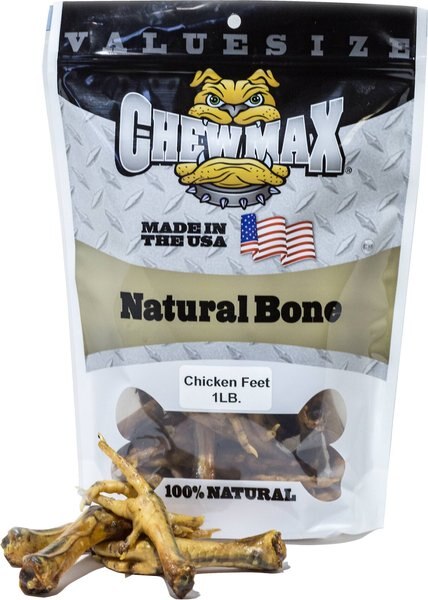ChewMax Pet Products Chicken Feet Natural Chew Dog Treats， 1-lb bag - Intensery