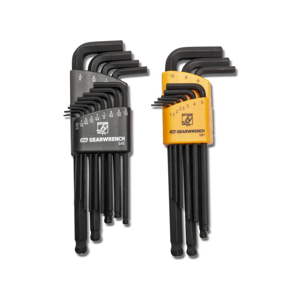 GEARWRENCH SAE/Metric Hex Key Set Magnetic Long Ball End 22pc 83526 from GEARWRENCH - Intensery