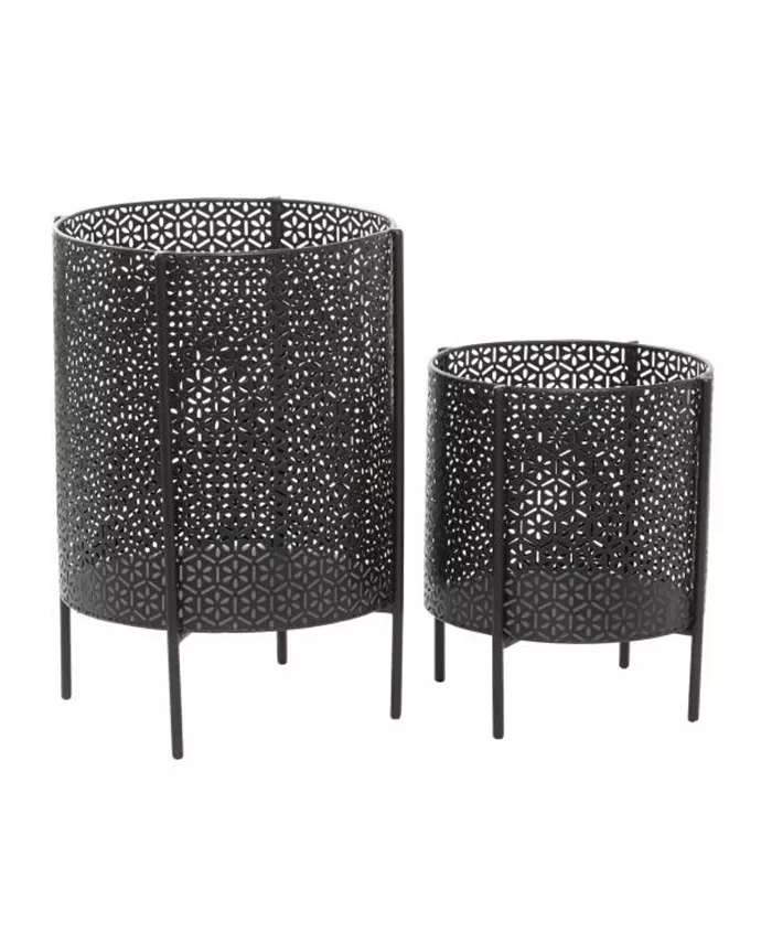 CosmoLiving by Cosmopolitan Metal Planters， Set of 2 - Intensery
